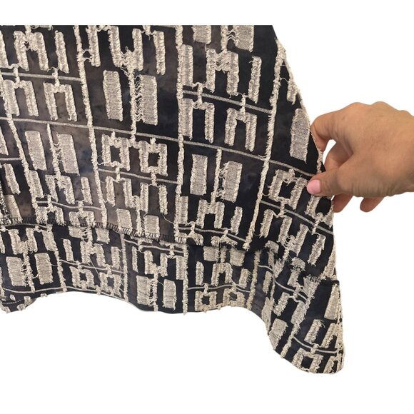 Adore Womens Geometric Black & White Textured Long Sleeve Asymmetrical Tunic XL - Picture 4 of 6